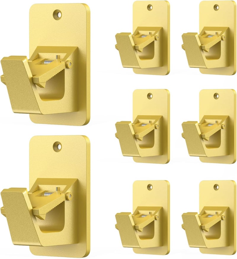 BMONATY Adhesive No Drill Curtain Rod Brackets - Heavy Duty 30LB Holders for Bathroom Bedroom Kitchen, Universal Damage-Free Window Rod Hooks with Nail-Free Installation (8PC Gold) - Image 1